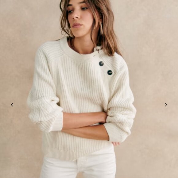 Sezane Darius sweater in ecru, shrunken - Picture 1 of 6